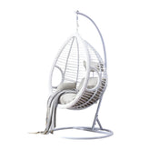 Homelements  1 Person PE Rattan Hanging Swing Chair Adjustable Height – White